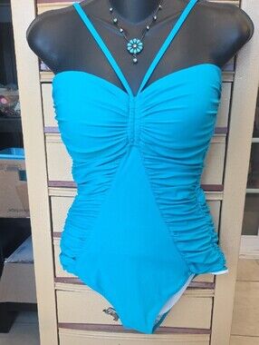 Girls' Ruched One-Piece Swimsuit in Turquoise
